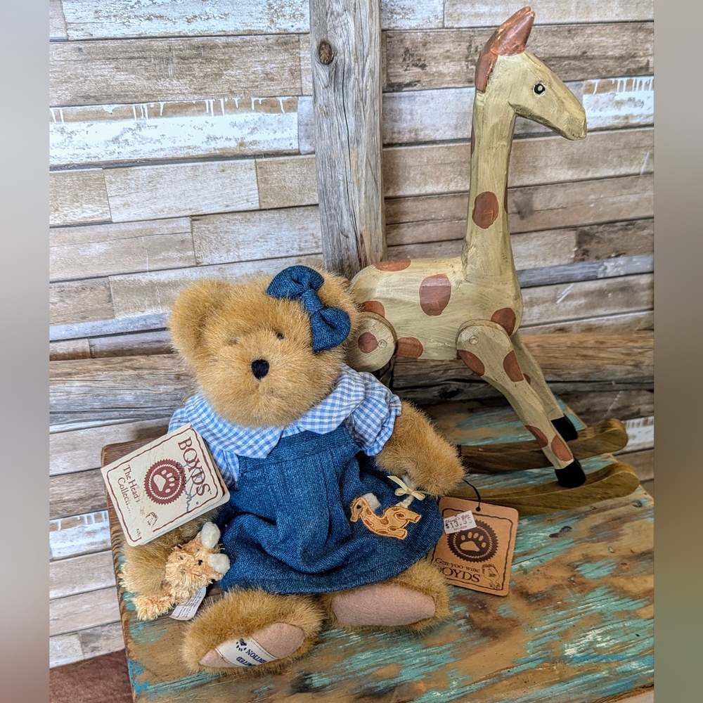 Rare Find Boyds Bears Limited Edition Haley & Stretch A Rocking Wooden Giraffe